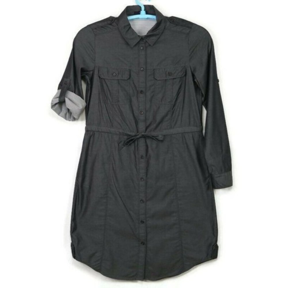 Gap Jean Shirt Dress Gray‎ Long Sleeve Belt M Medium